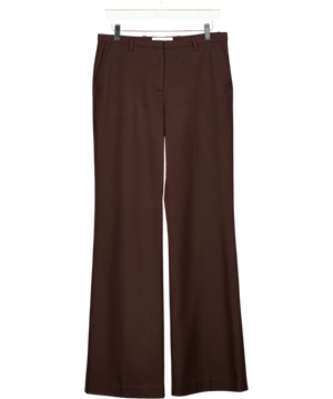 THE FRANKIE SHOP Chocolate Brown Wool Blend Straight Leg Trouser UK M