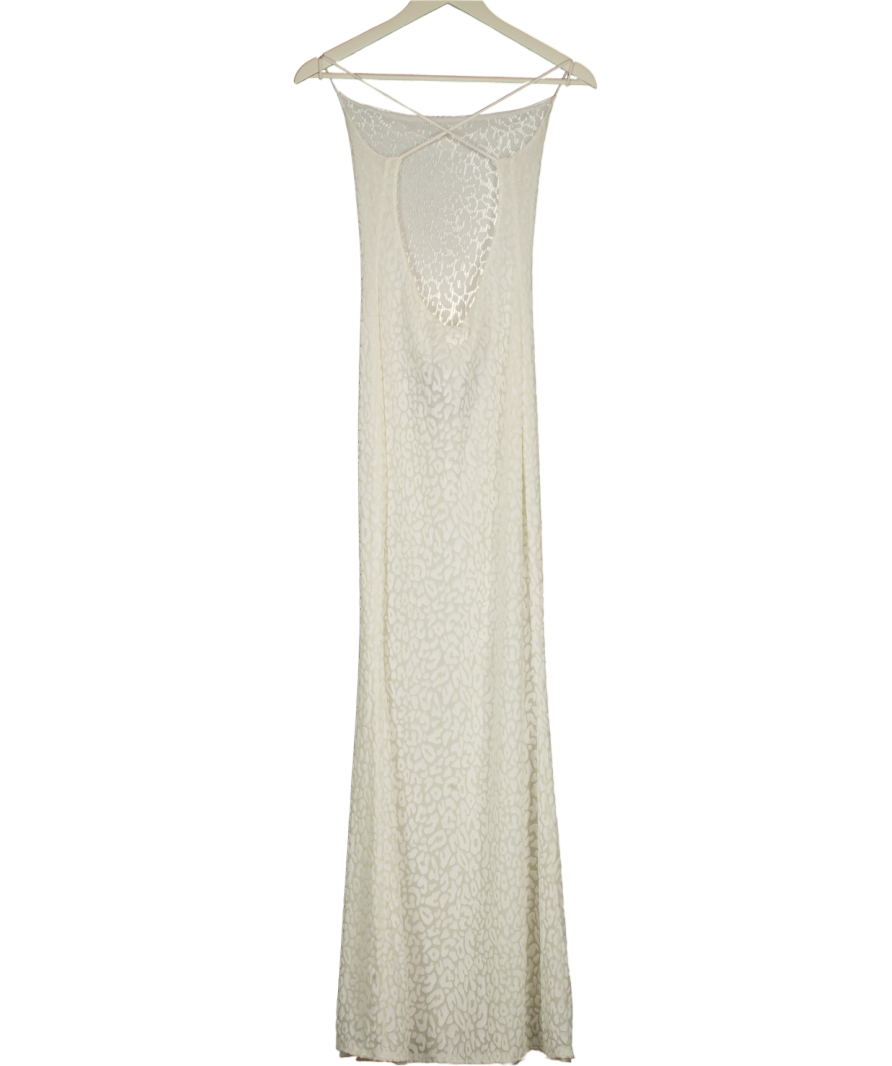 GRACE JACOB Cream Leopard Devore Luna Shimmer Maxi Dress UK XS