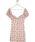 Réalisation Cream & Red Floral Silk The Venus Mini Dress UK S