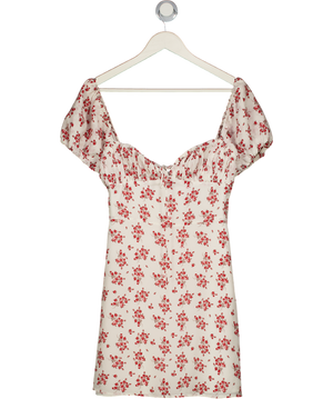 Réalisation Cream & Red Floral Silk The Venus Mini Dress UK S