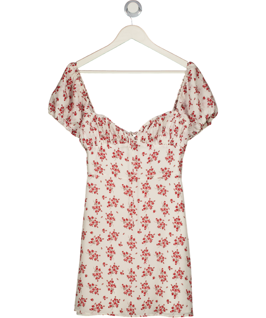 Réalisation Cream & Red Floral Silk The Venus Mini Dress UK S