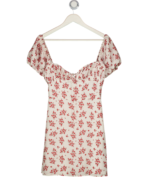 Réalisation Cream & Red Floral Silk The Venus Mini Dress UK S
