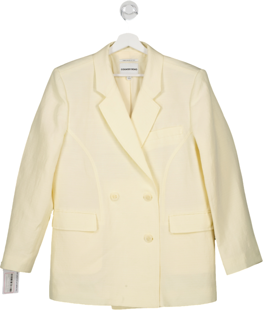country road Yellow Lemon Textured Double Breasted Blazer UK 16