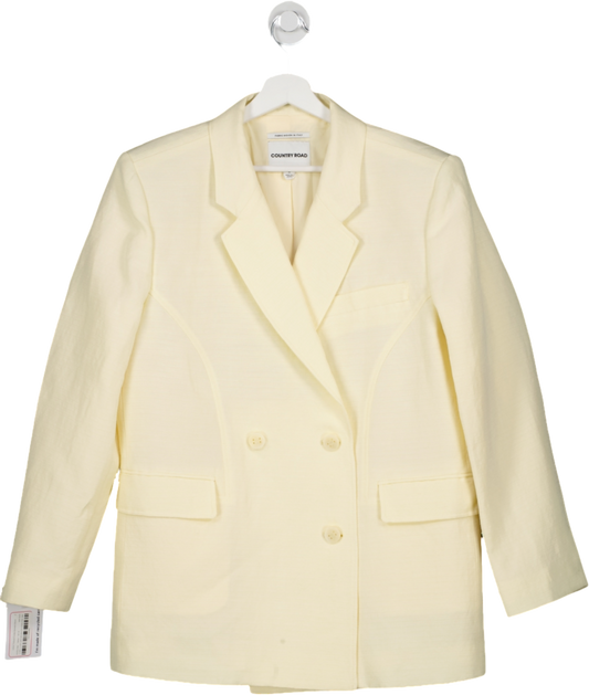 country road Yellow Lemon Textured Double Breasted Blazer UK 16