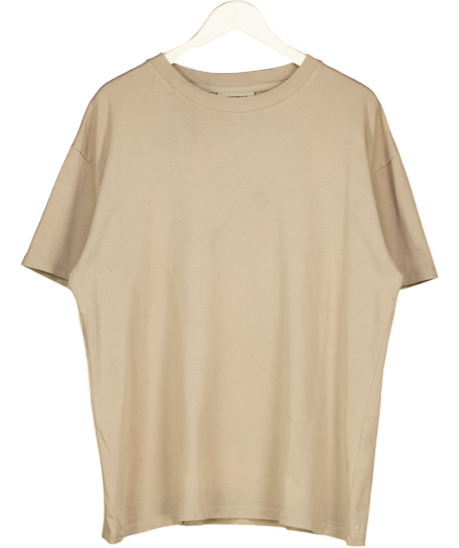 ESSENTIALS Brown Box Fit Oversized Logo Tee UK L