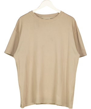 ESSENTIALS Brown Box Fit Oversized Logo Tee UK L