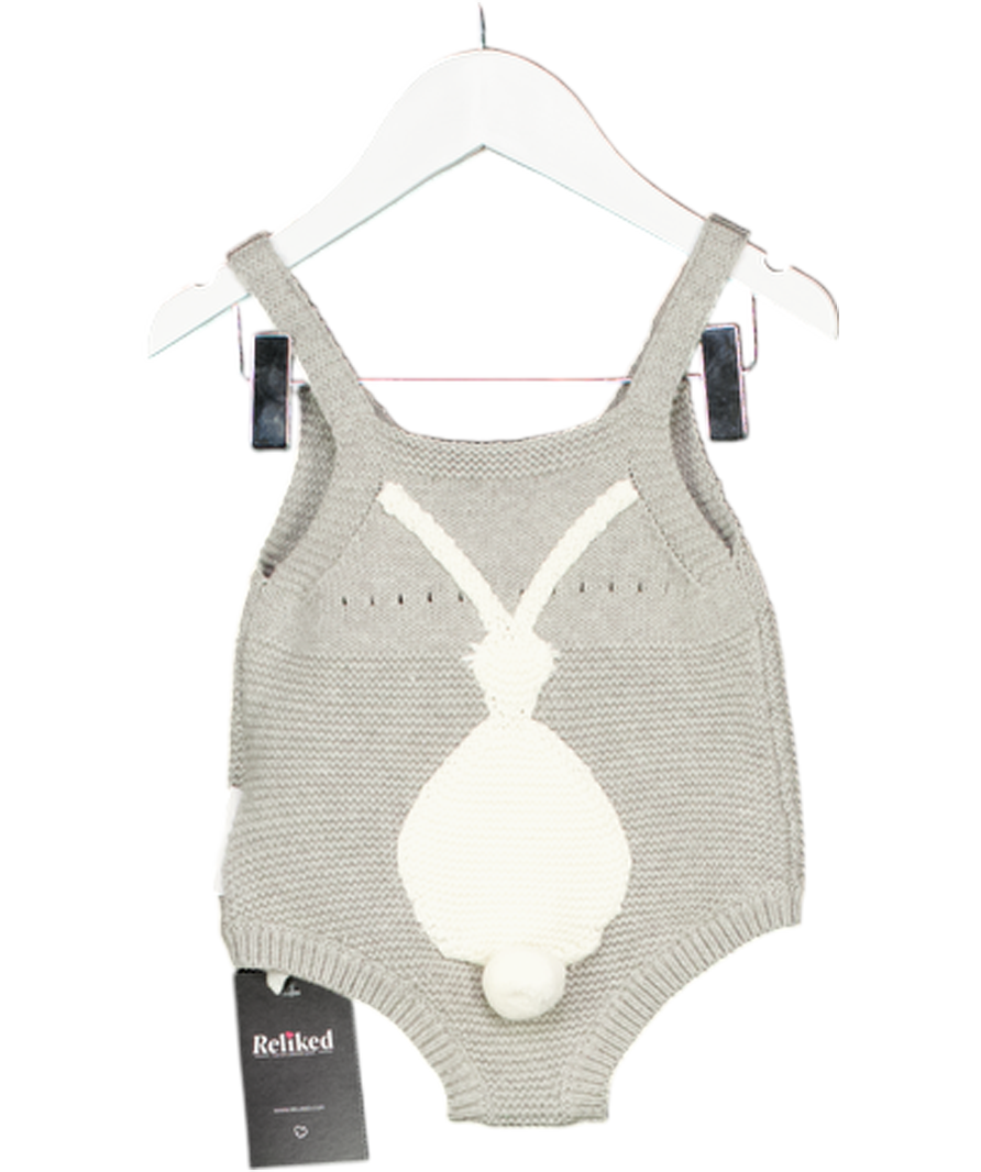 Stella McCartney Grey Knitted Baby Bunny Tail Romper 1 Year
