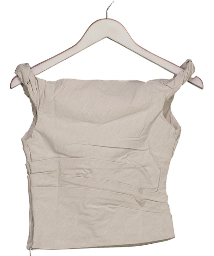 MANGO Beige Tailored Asymmetrical Draped Top UK XS