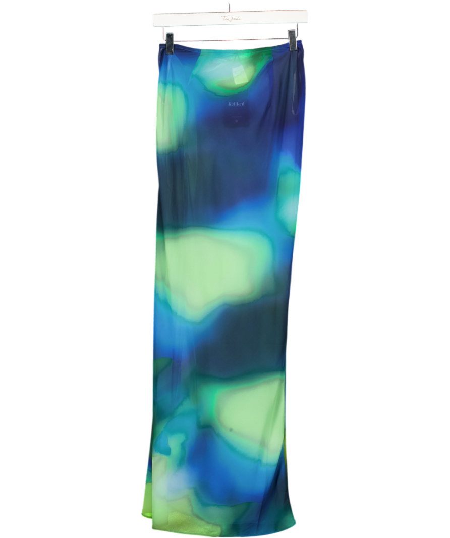 WHITE FOX Blue / Green Ombree Tie Side Sheer Skirt UK S