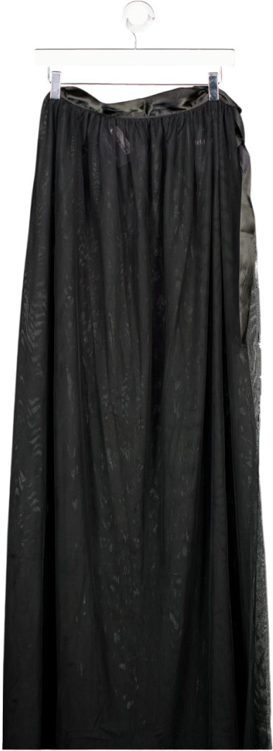 Black Mesh Wrap Maxi Skirt UK S