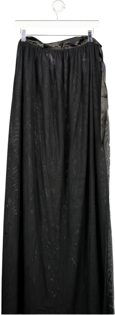 Black Mesh Wrap Maxi Skirt UK S