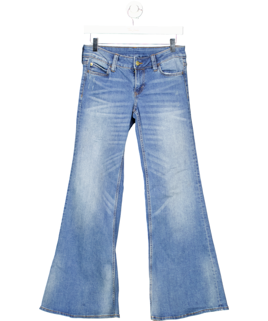 CHEAP MONDAY Mid Blue Stretch Flare Low Rise Jeans L30 W28