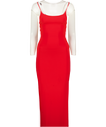 AYM STUDIOS Red Laced Back Maxi Dress UK XS