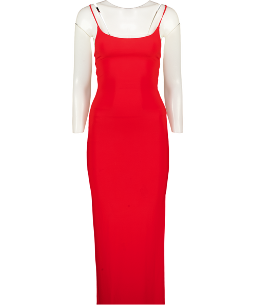 AYM STUDIOS Red Laced Back Maxi Dress UK XS