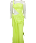 Club L Green Asymmetric Maxi Dress With Wrap Skirt UK 6