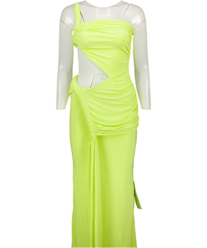 Club L Green Asymmetric Maxi Dress With Wrap Skirt UK 6