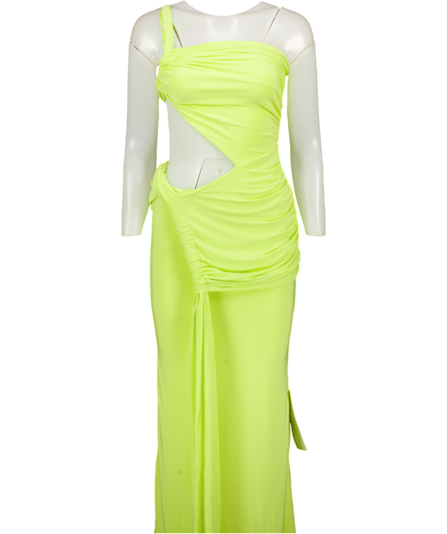 Club L Green Asymmetric Maxi Dress With Wrap Skirt UK 6