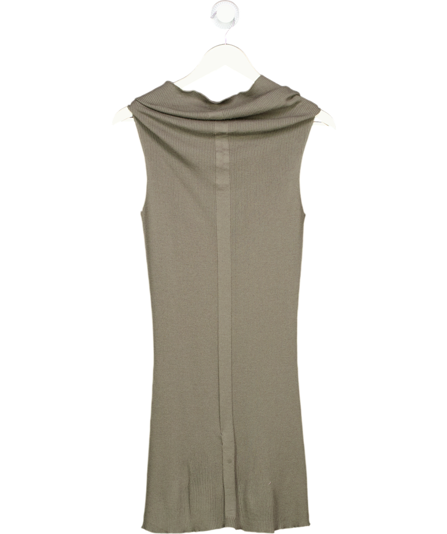 Rick Owens Beige Ribbed Wool Off The Shoulder Mini Dress UK L