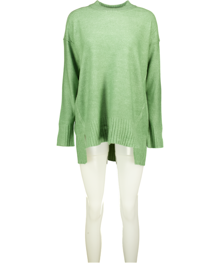 FREE PEOPLE Jumper - Green Supersoft Wool Blend Oversize UK XS
