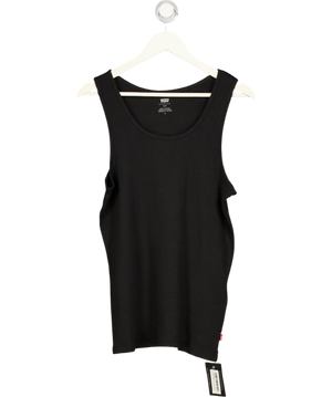 CALVIN KLEIN Black Ribbed Cotton Sleeveless Vest Top UK S