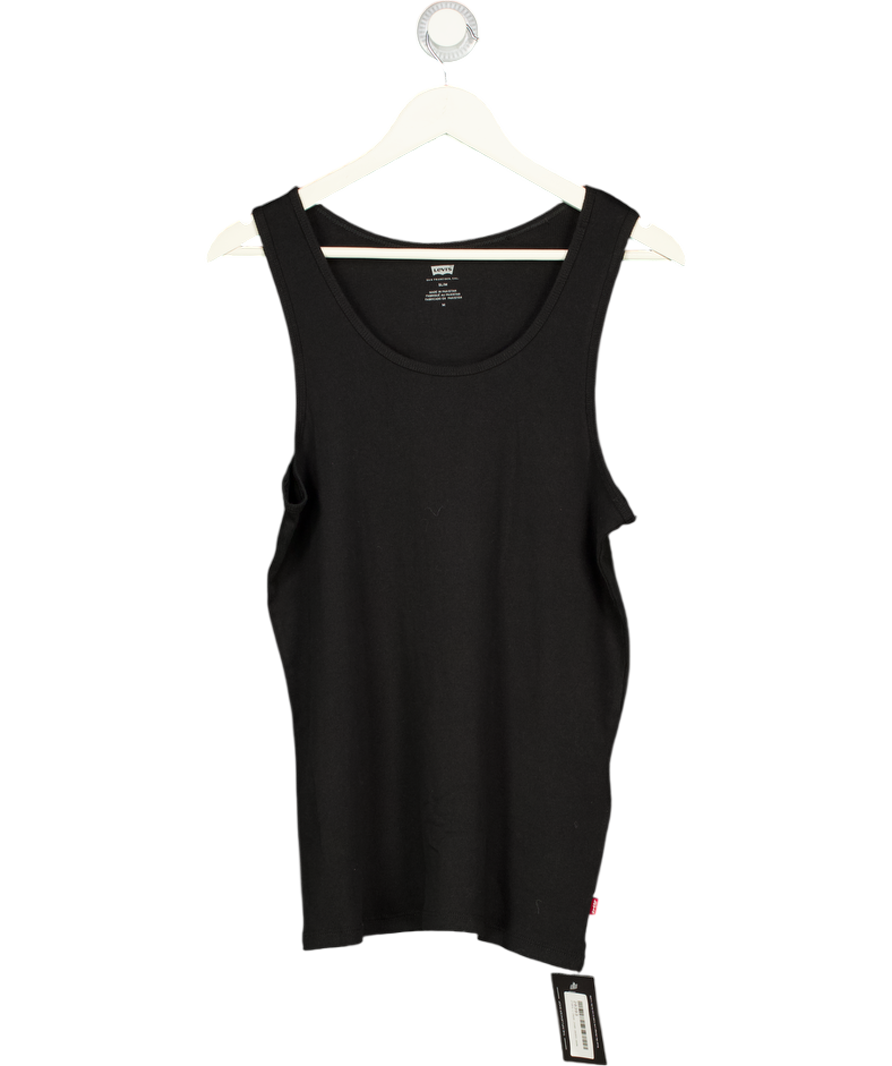 CALVIN KLEIN Black Ribbed Cotton Sleeveless Vest Top UK S