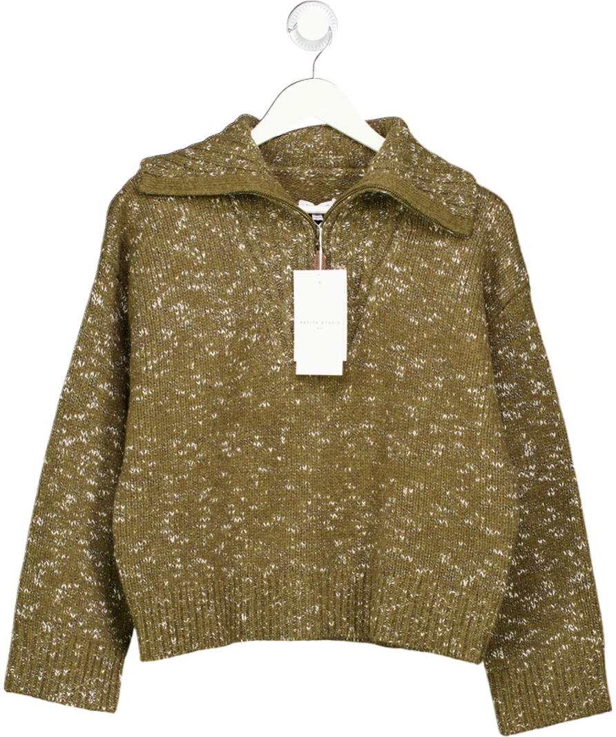 Petite Studio NYC Barry Wool Sweater - Moss Green UK XS