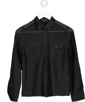 ALICE + OLIVIA Black Classics Cotton & Silk Shirt UK XS