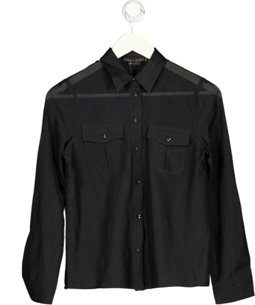 ALICE + OLIVIA Black Classics Cotton & Silk Shirt UK XS