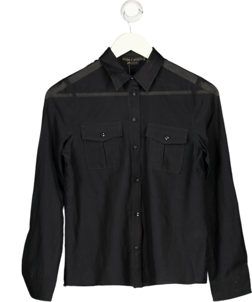 ALICE + OLIVIA Black Classics Cotton & Silk Shirt UK XS