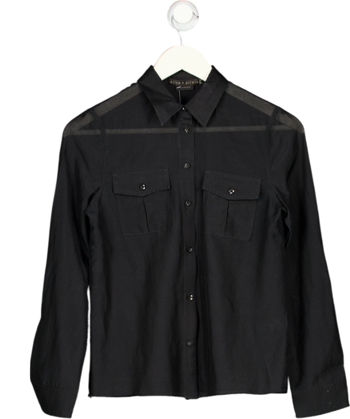 ALICE + OLIVIA Black Classics Cotton & Silk Shirt UK XS