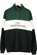 RODD&GUNN Green Foresters Peak Logo Cotton Quarter Zip Neck Sweatshirt UK XL