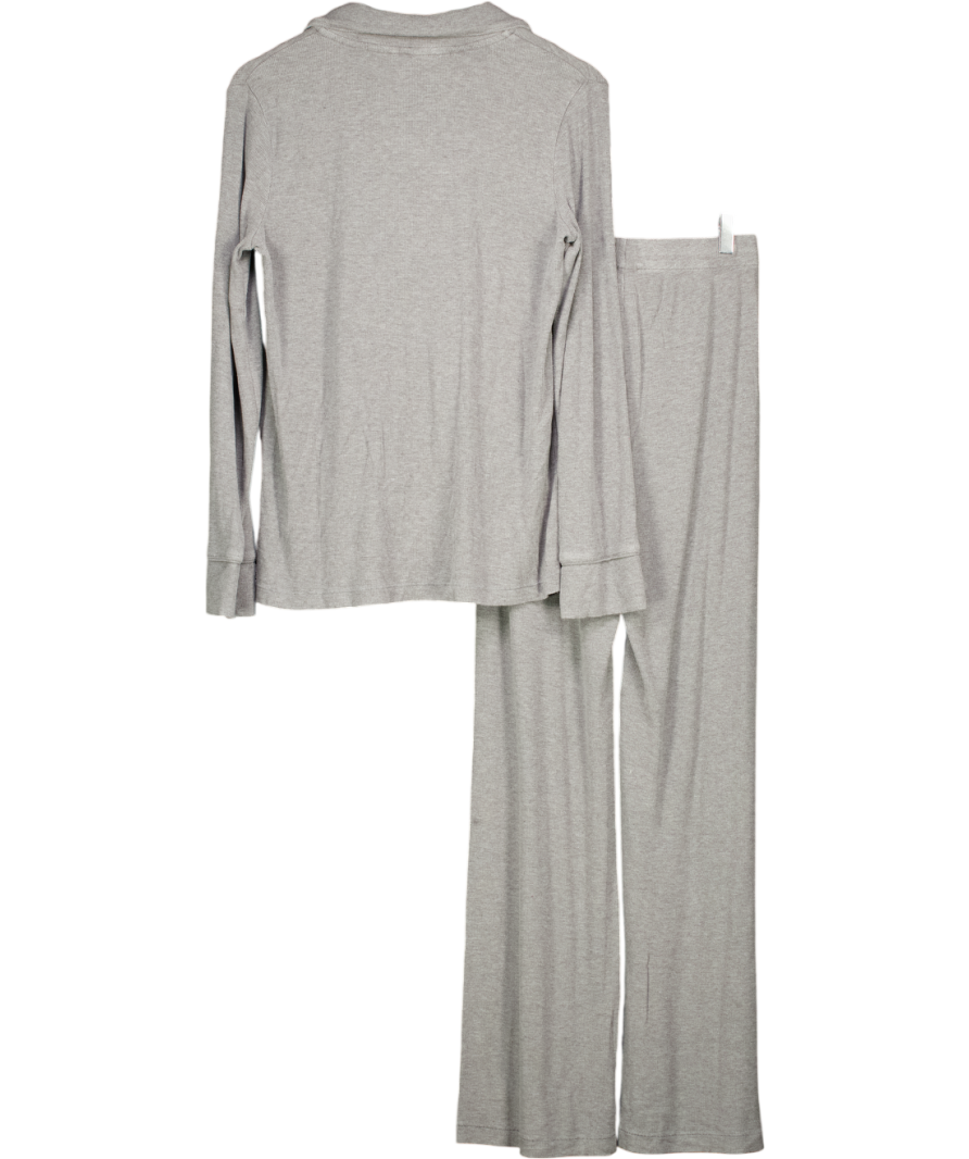 SKIMS Grey Ribbed 2-piece Lounge Pyjama Set UK S