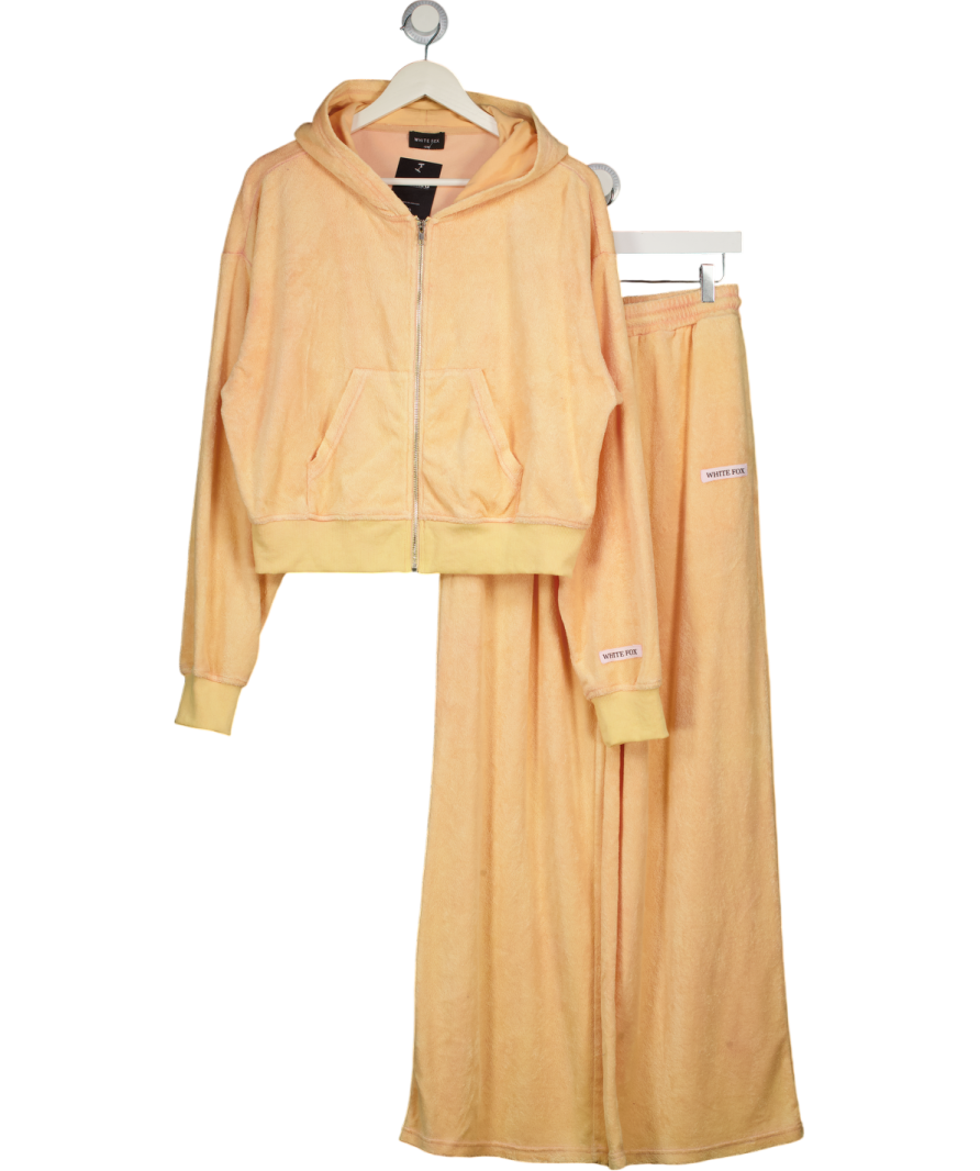WHITE FOX 2piece Tangerine Orange Terry Zip Jacket & Wide Leg Jogger Set UK S/M