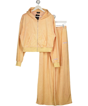 WHITE FOX 2piece Tangerine Orange Terry Zip Jacket & Wide Leg Jogger Set UK S/M