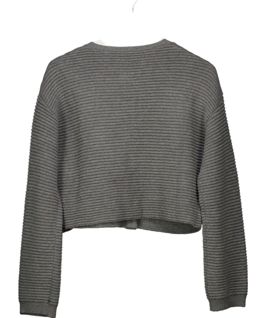 WAT THE BRAND Grey Ribbed Cardigan With Gold Button Detail UK XS/S