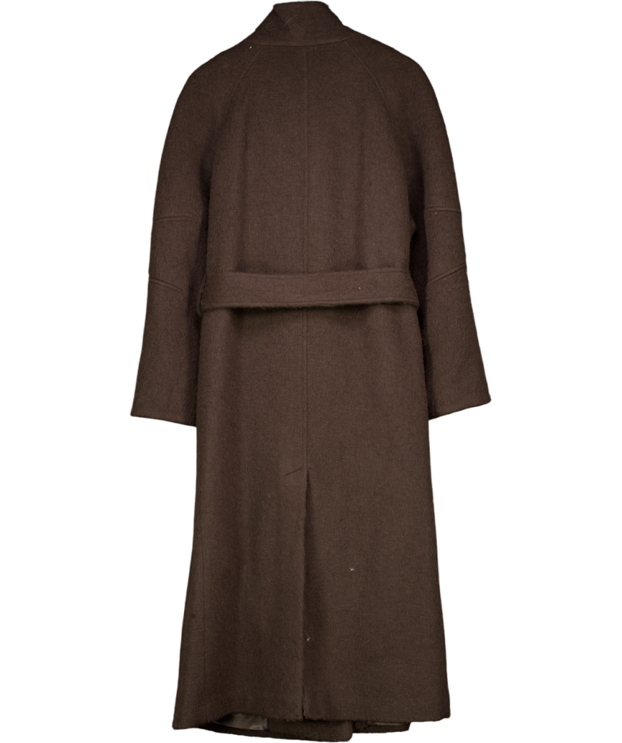 ASOS Brown Design Premium Brushed Wool Blend Oversized Funnel Neck Coat In Chocolate UK 14