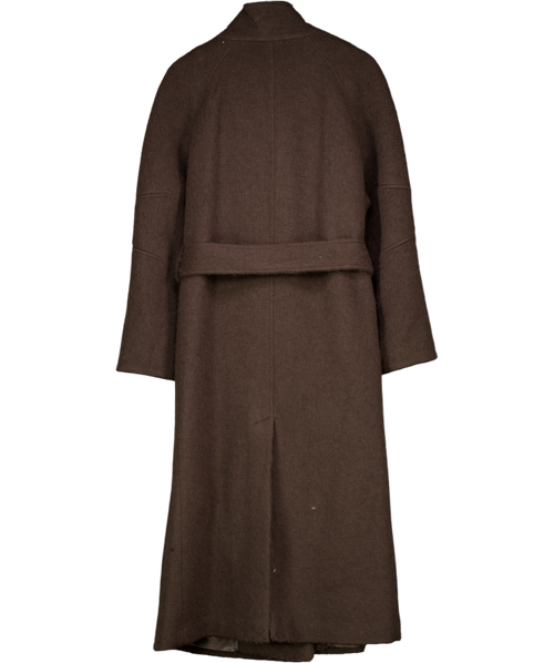 ASOS Brown Design Premium Brushed Wool Blend Oversized Funnel Neck Coat In Chocolate UK 14