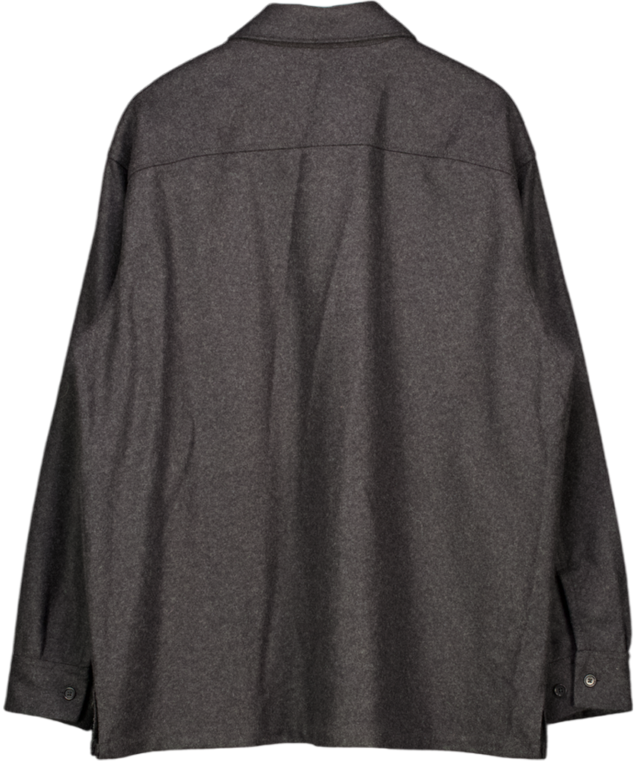 PANGAIA Grey Dna Recycled Wool Long Sleeve Pocketed Shirt UK L