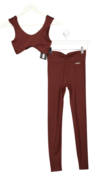 SEFI 2-piece Brown Activewear Leggings & Bra Set UK XS