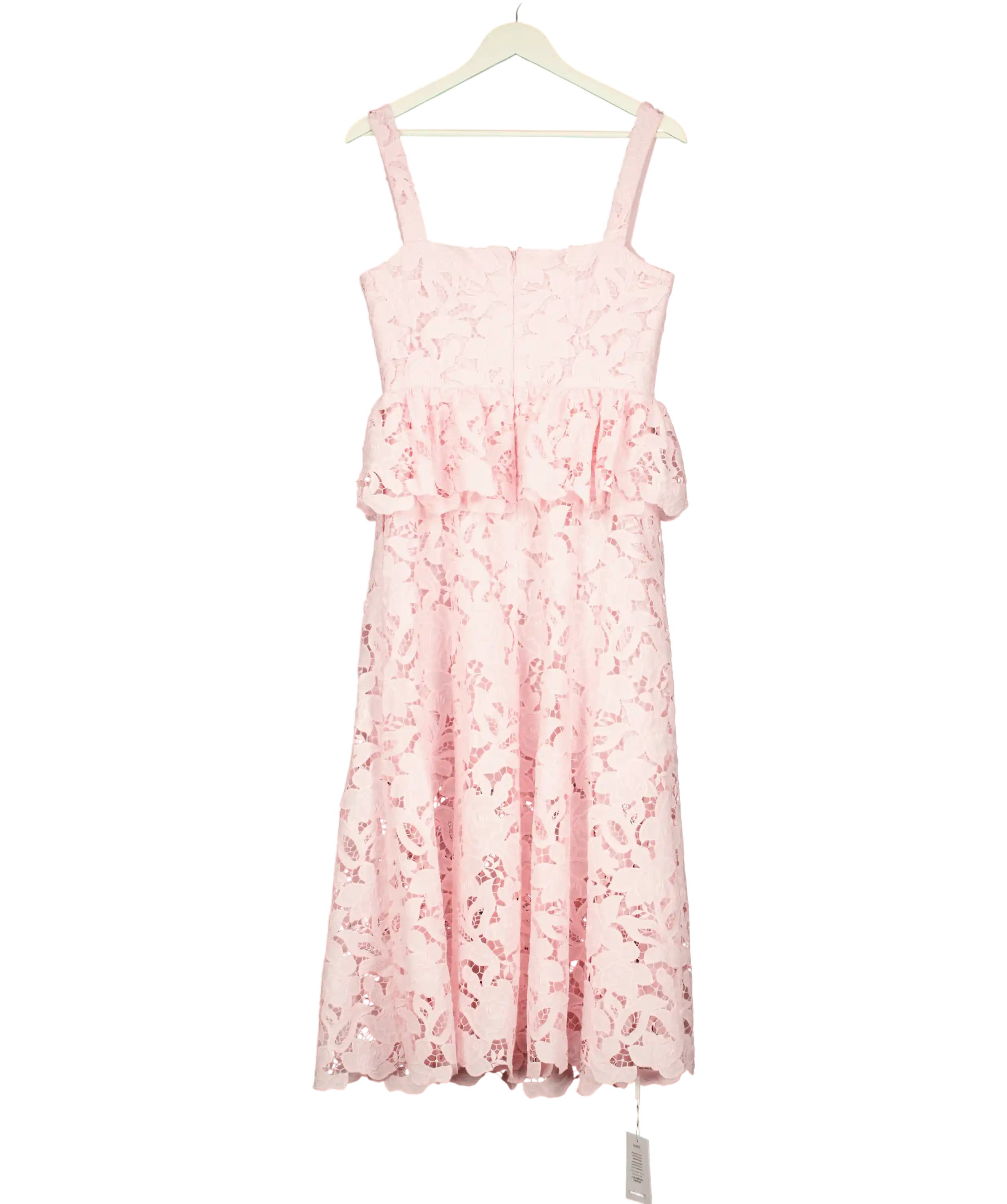SELF PORTRAIT Pink Lace Peplum Midi Dress Us8 UK 12