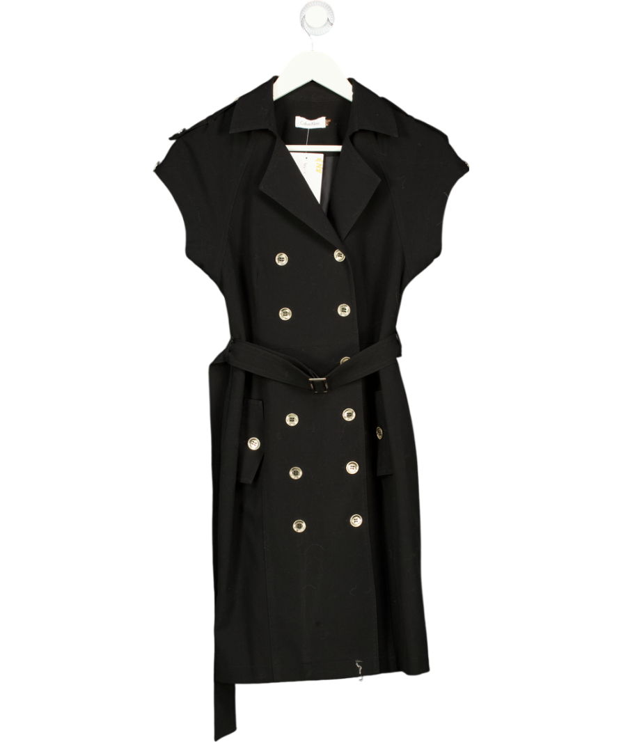 CALVIN KLEIN Black Vintage Belted Trench Dress Us4 UK 8