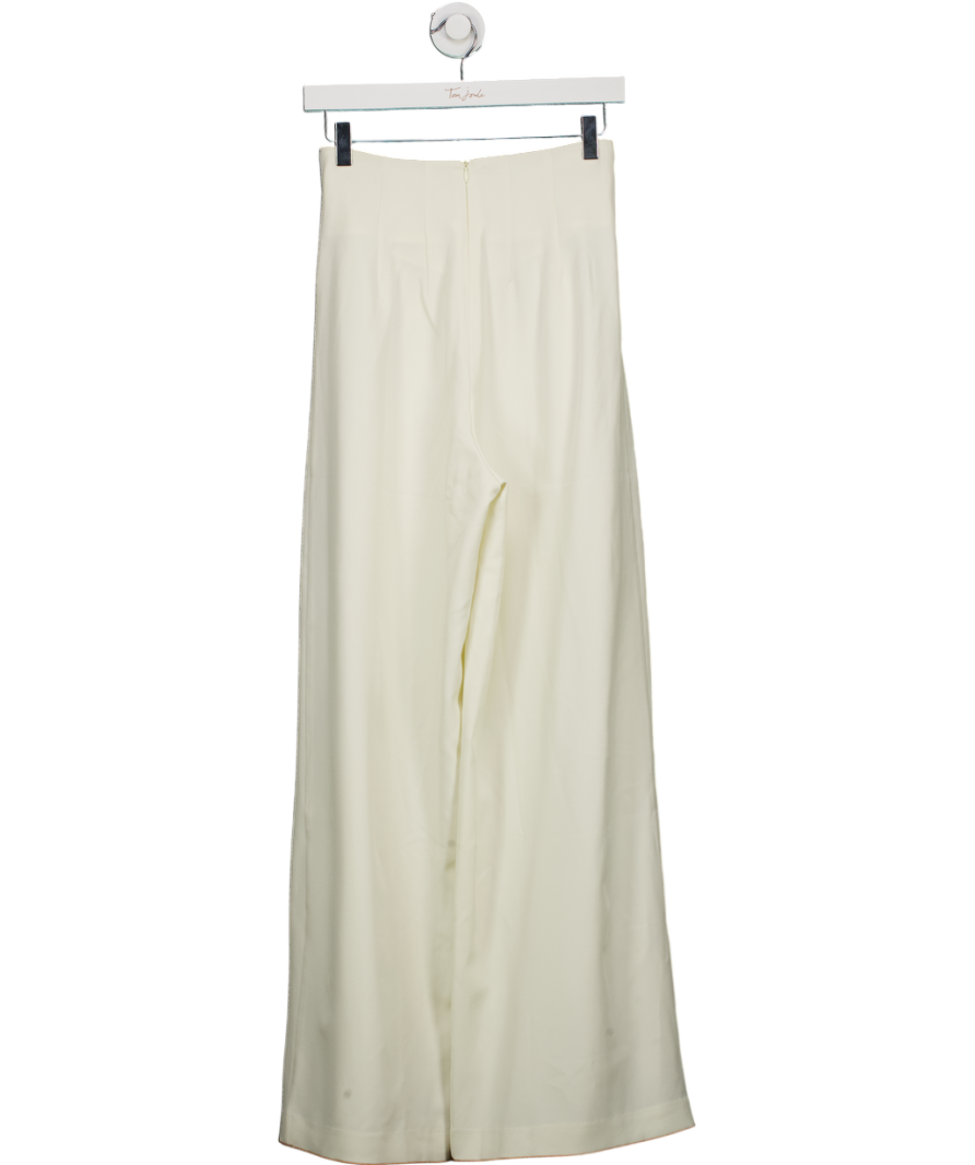 Commense White Embellished High-waist Wide-leg Pants UK XS