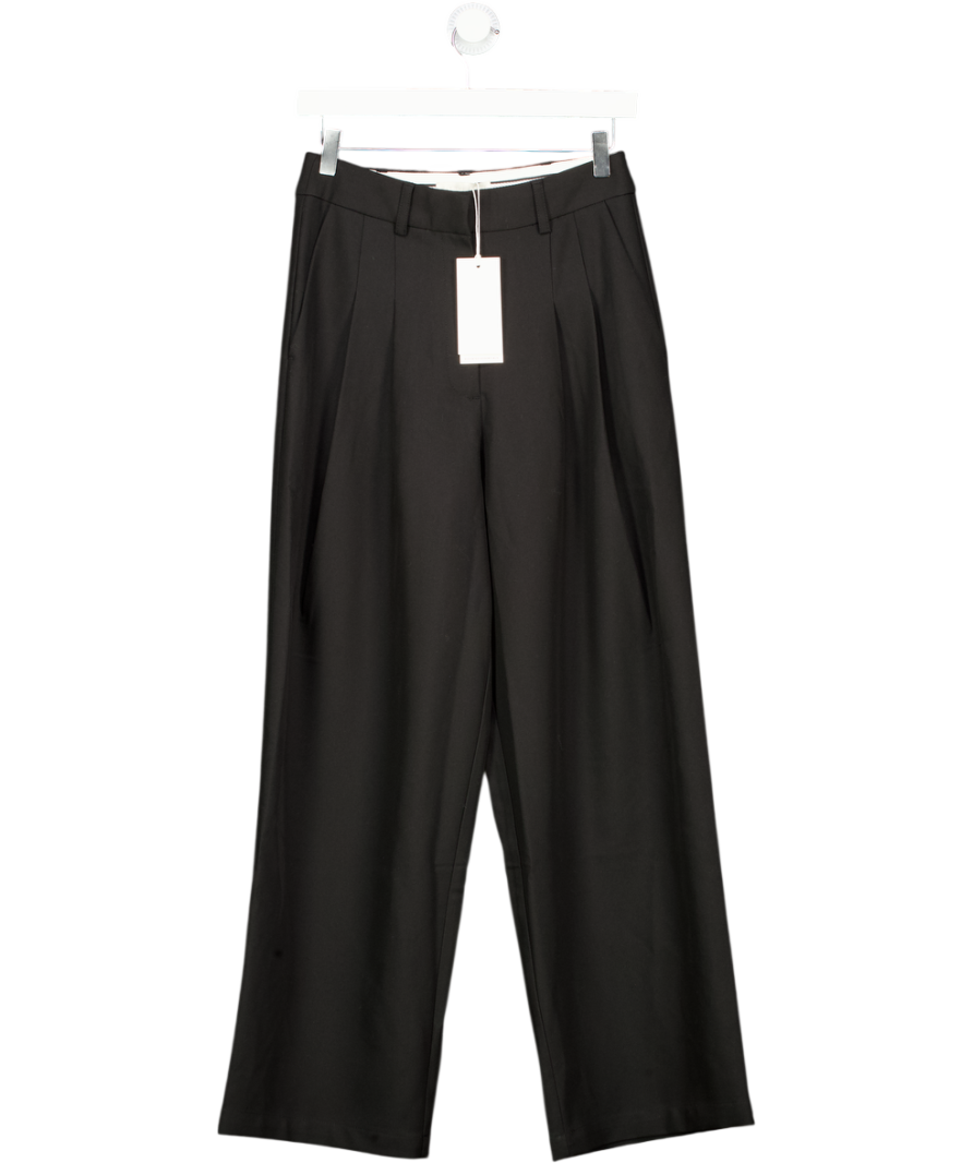 WAT. THE BRAND Black High Waist Tapered Wide Leg Trousers UK 6