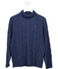 Tommy Hilfiger Blue Cable Knit Soft Wool Relaxed Jumper UK S