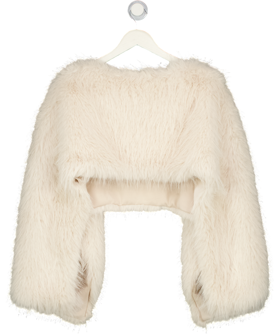 ZARA Limited Edition Cream Faux Fur Asymmetric Top UK XS/S