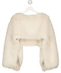 ZARA Limited Edition Cream Faux Fur Asymmetric Top UK XS/S