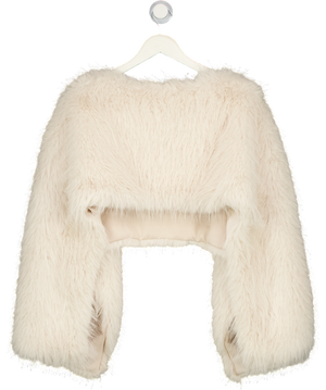 ZARA Limited Edition Cream Faux Fur Asymmetric Top UK XS/S