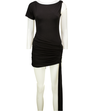 ELEH Black Asymmetric Drape Detail Mini Dress It40 UK 8