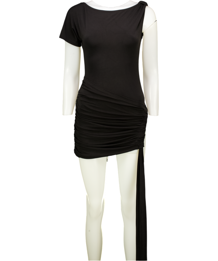 ELEH Black Asymmetric Drape Detail Mini Dress It40 UK 8