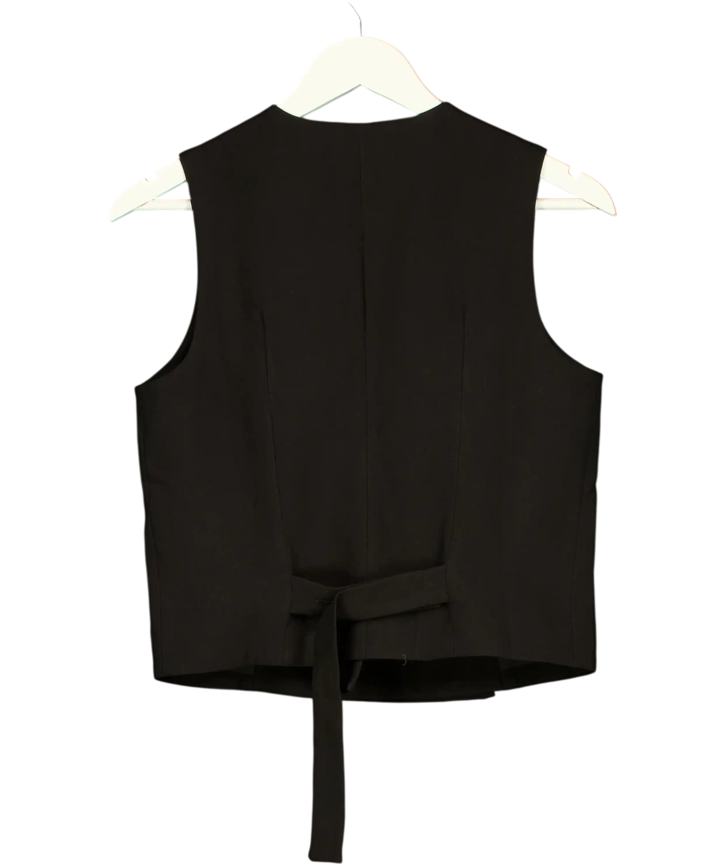 4th & Reckless Black Tailored Asymmetric Gold Button Waistcoat UK 8